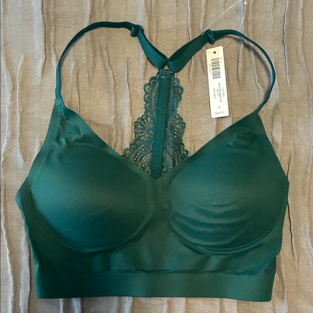 Soma Forest Green Lace-Back Bralette Sz S
